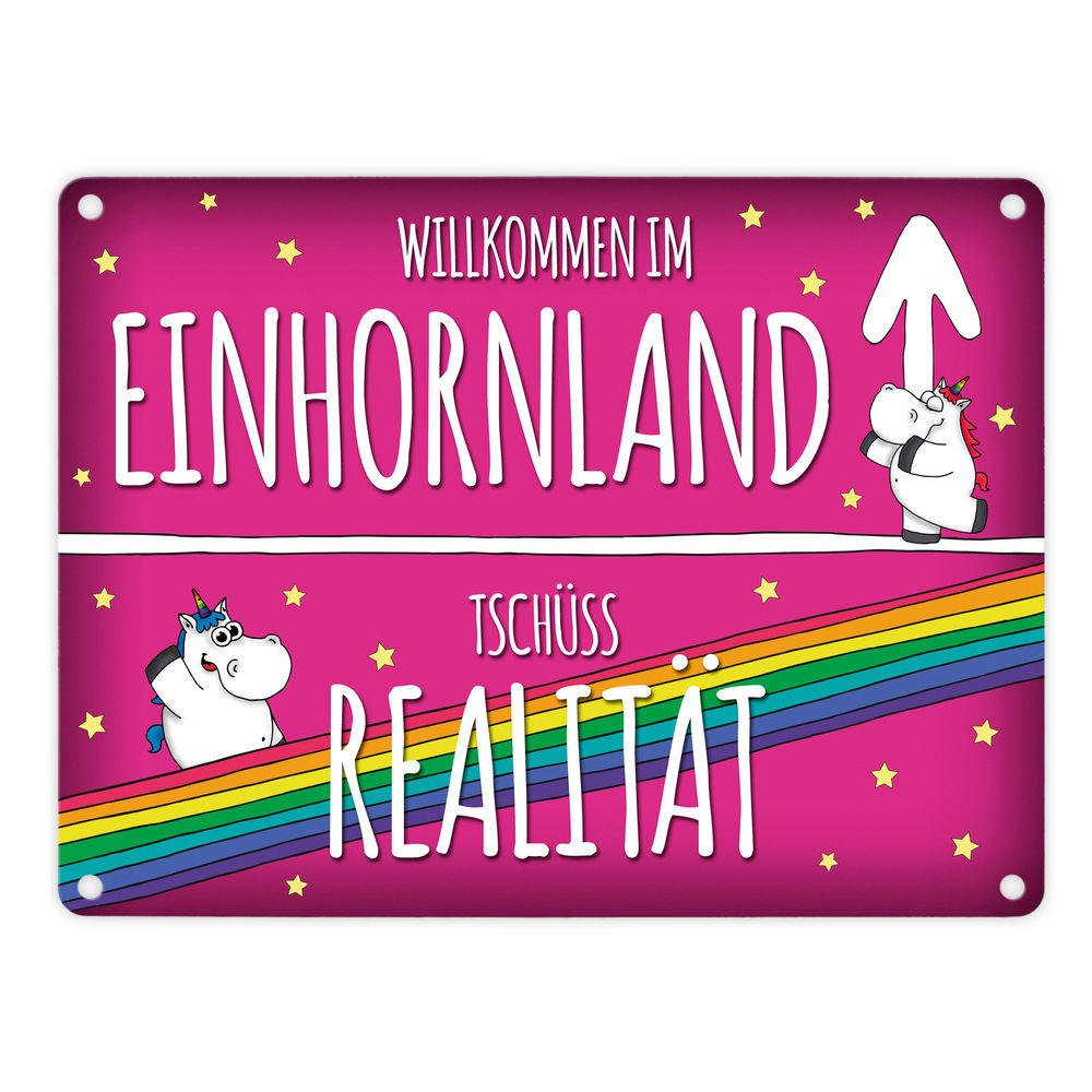 Metallschild mit Einhorn