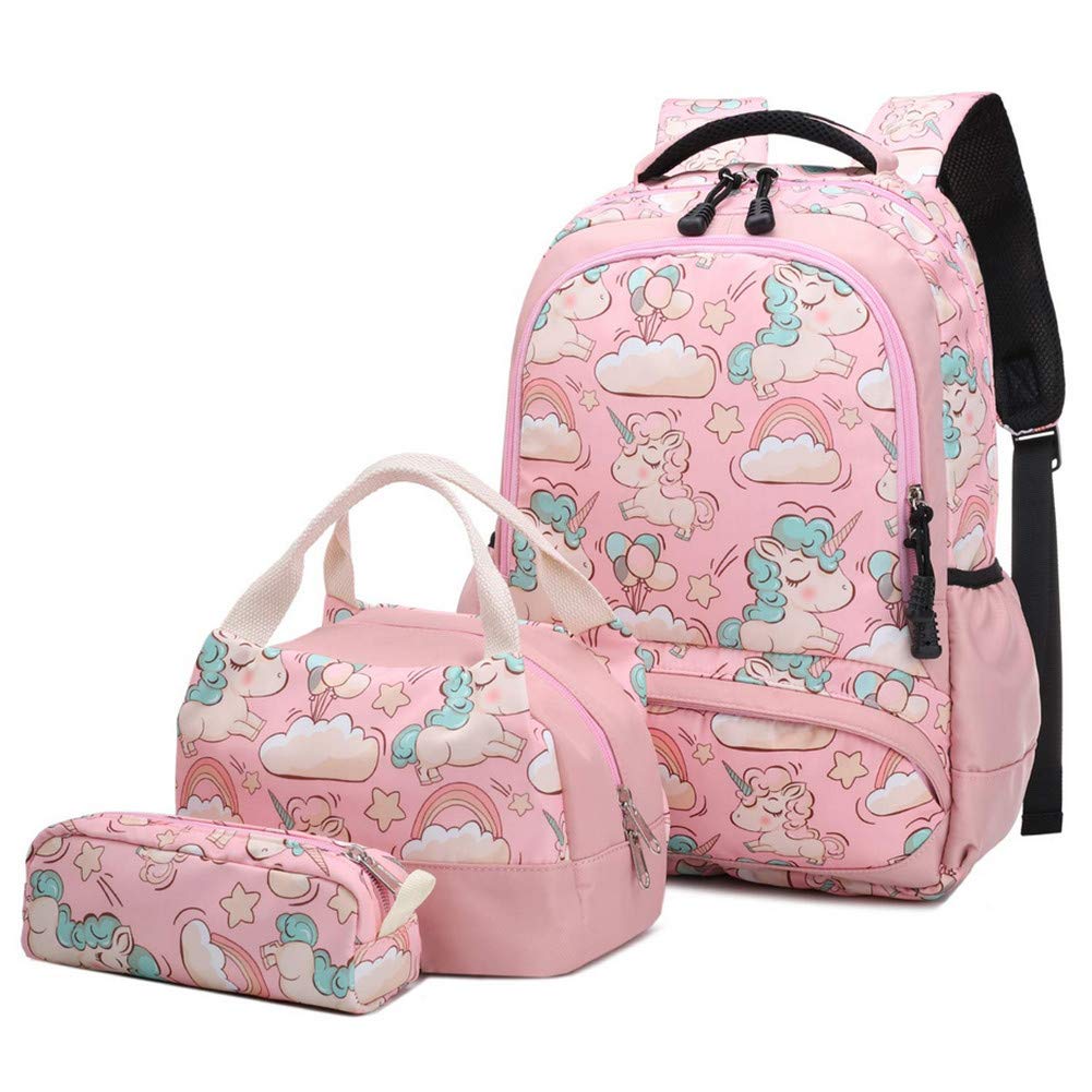 Galaxy Schulrucksack Rucksack Einhorn Schultasche Set reiserucksack für mädchen Jungen Kinder Damen Jugendliche mit Kleine Täschchen Mäppchen (Pink)